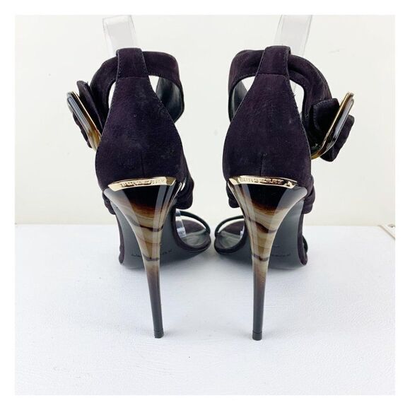 Burberry Marham Purple Suede Trench Buckle Sandal w/Ombré Stilletto Heels Sz 9.5 - Picture 5 of 13